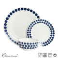 18PCS Céramique Dîner Set avec Blue Dots Decal Design